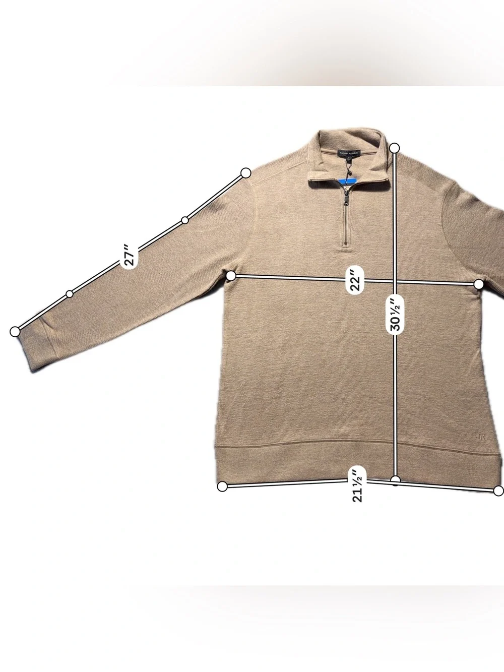 Banana Republic Waffle Knit 1/4 Zip Sweater Mens Large Tan Cotton Pullover NWT